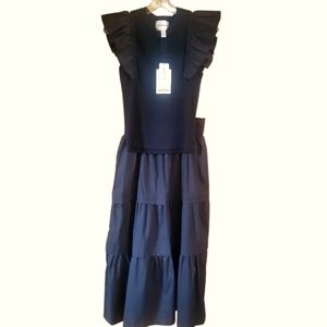 Industry Women's Black Flutter Sleeve Top & Midi Skirt Sz Med